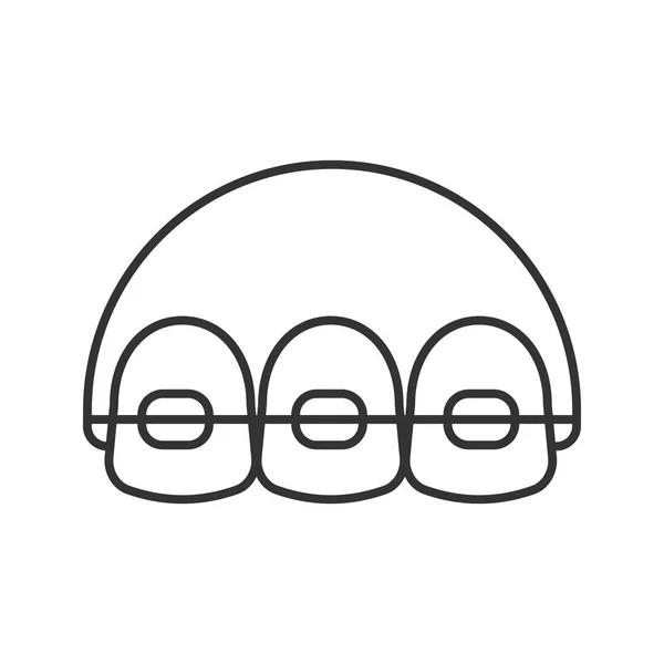 Zahnspangen Lineares Symbol Schmalspur Illustration Zähne Ausrichten Kontursymbol Vektorisolierte Zeichnung — Stockvektor
