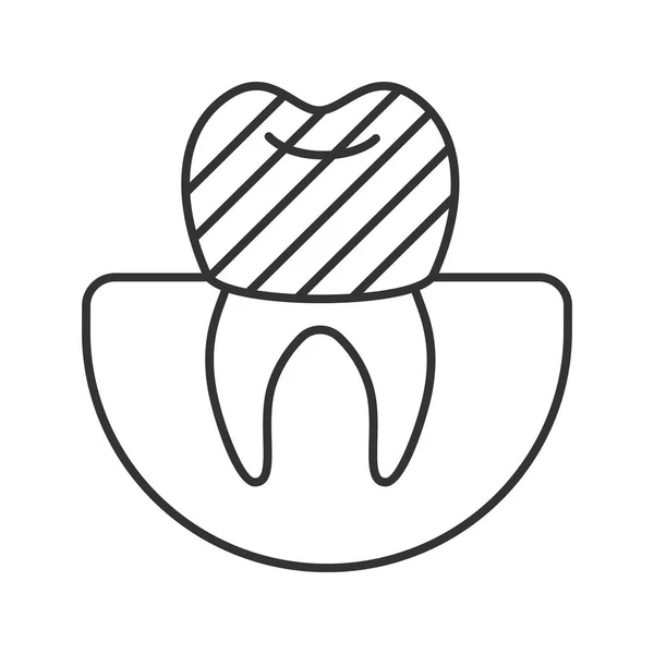Diş Crown Doğrusal Simgesi Nce Hat Illüstrasyon Diş Restorasyon Kontur — Stok Vektör
