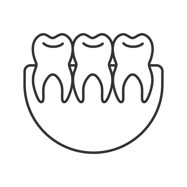 Dentes Saudáveis Ícone Linear Dentição Ilustração Fina Símbolo Contorno Desenho —  Vetores de Stock