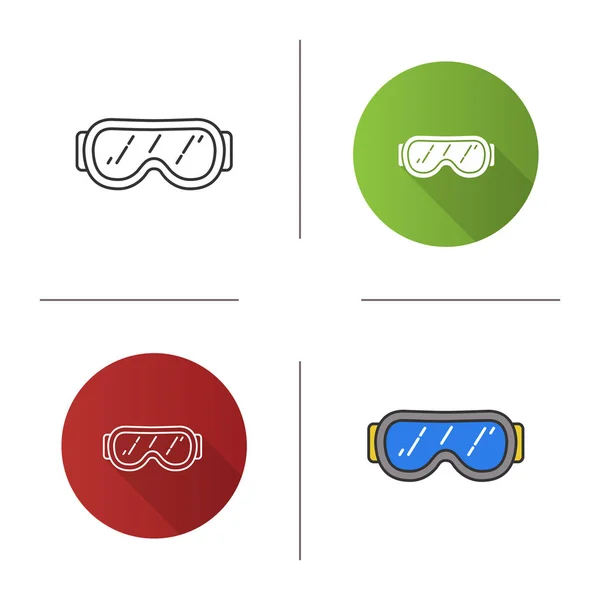 滑雪护目镜图标 雪眼镜 安全眼镜 平面设计 线形和颜色样式 孤立向量插图 — 图库矢量图片