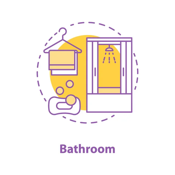 浴室概念图标 浴缸配件 以淋浴的想法薄线插图 沐浴海绵 淋浴房 矢量隔离轮廓图 — 图库矢量图片