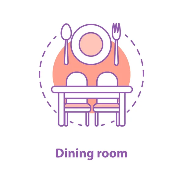 Esszimmer Konzept Zeit Zum Essen Abendessen Idee Dünne Linie Illustration — Stockvektor