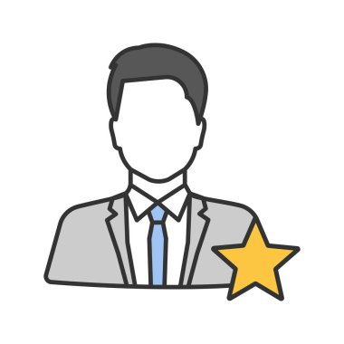 Aktör veya Tv sunucusu renk simgesi. Film yıldızı. İzole vektör çizim