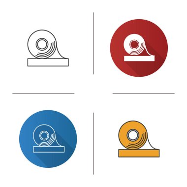 Yapışkan bant roll simgeler kümesi. Yalıtım ve elektrik bant. Tasarım, doğrusal düz ve stilleri renk. İzole vektör çizimler