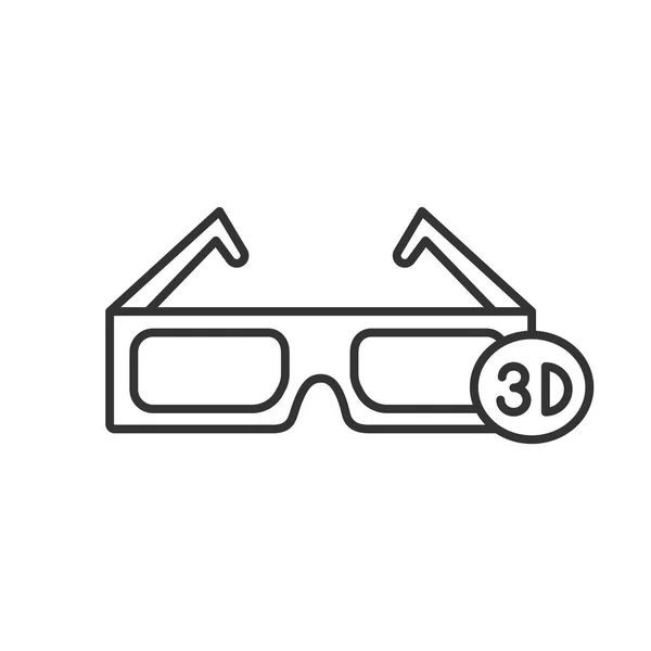 メガネの線形アイコン 細い線の図 偏光アナグリフ眼鏡 輪郭のシンボル ベクトル分離外形図 — ストックベクタ