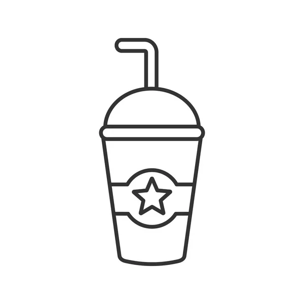 Кино Холодного Напитка Линейная Икона Тонкая Линия Иллюстрации Одноразовая Бумага — стоковый вектор