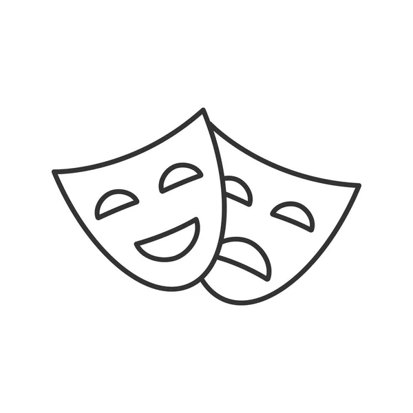 Comedy Tragedy Masks Linear Icon Thin Line Illustration Theater Drama — Stock Vector