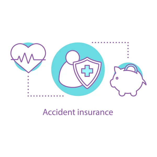 Ikon Konsep Asuransi Kecelakaan Ide Kesehatan Ilustrasi Garis Tipis Jaminan - Stok Vektor