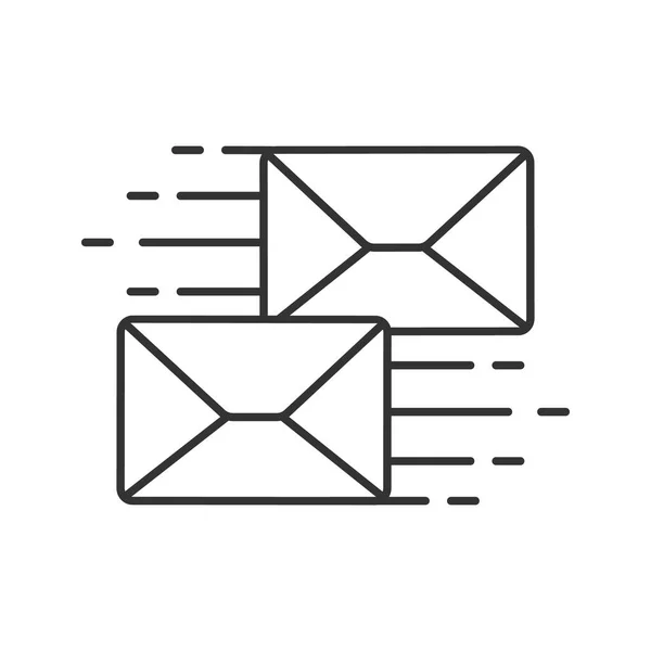 Mailing Icône Linéaire Correspondance Illustration Fine Des Enveloppes Volantes Messager — Image vectorielle