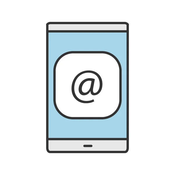 Écran Smartphone Avec Icône Couleur Signe Arroba App Mail Adresse — Image vectorielle