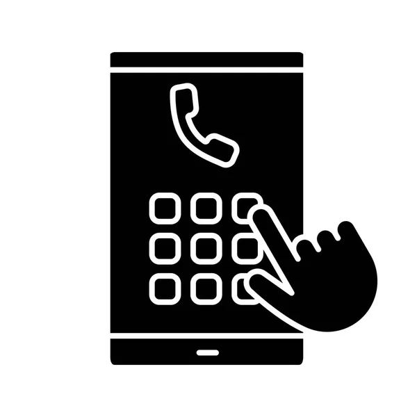 Handwahlnummernglyphen Symbol Silhouette Symbol Smartphone Tastatur Negativer Raum Vektor Isolierte — Stockvektor