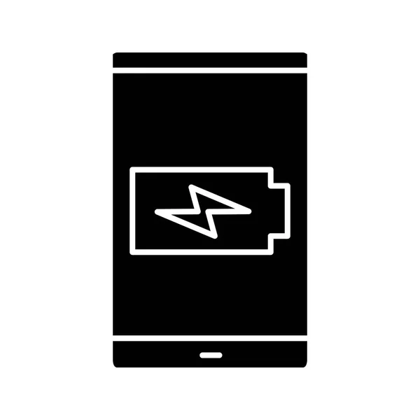 Smartphone Ikona Ładowania Baterii Glifów Sylwetka Symbol Ujemnej Ilustracja Wektorowa — Wektor stockowy