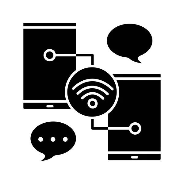 Plauderndes Glyphen Symbol Wifi Signal Botschaft Senden Internetverbindung Silhouette Symbol — Stockvektor