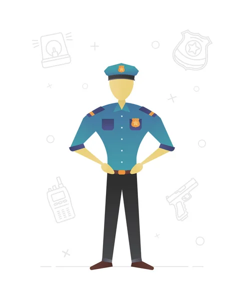 Policista Rovinatý Charakter Designu Jsem Policejní Důstojník Cop Vector Samostatný — Stockový vektor