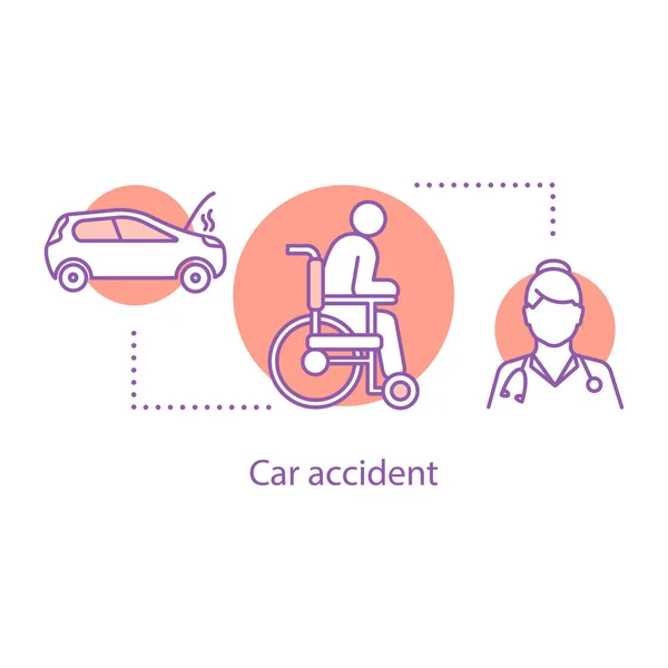 Car Accident Injury Concept Icon Health Insurance Idea Thin Line Royalty Free Stock Illustrations