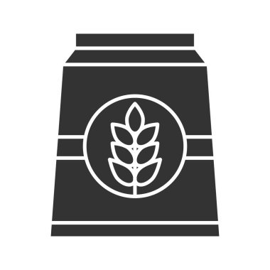 Un kağıt çanta glif simgesi. Siluet simge. Negatif alan. İzole vektör çizim