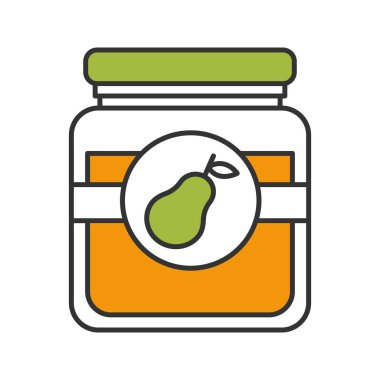 Armut reçel kavanoz renk simgesi. Meyve koru. İzole vektör çizim