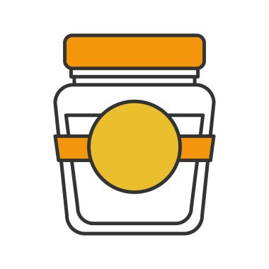 Boş etiket renk simgesi ile cam kavanoz. İzole vektör çizim