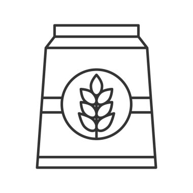 Un kağıt çanta doğrusal simgesi. İnce hat illüstrasyon. Kontur sembolü. Çizim vektör izole anahat