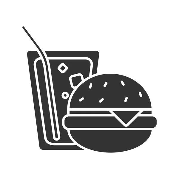 Icône Glyphe Hamburger Soda Restauration Rapide Sandwich Limonade Symbole Silhouette — Image vectorielle