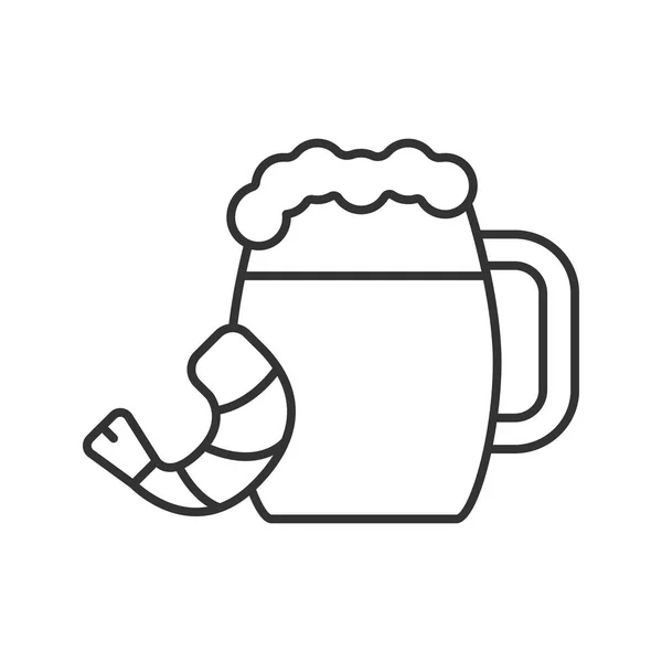 Tasse Bière Avec Icône Linéaire Crevettes Illustration Fine Ale Symbole — Image vectorielle