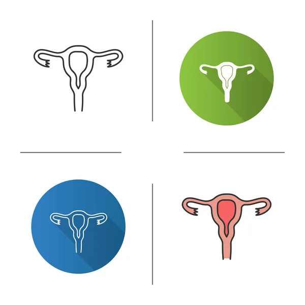 Set Íconos Útero Trompas Falopio Vagina Sistema Reproductivo Femenino Diseño — Archivo Imágenes Vectoriales