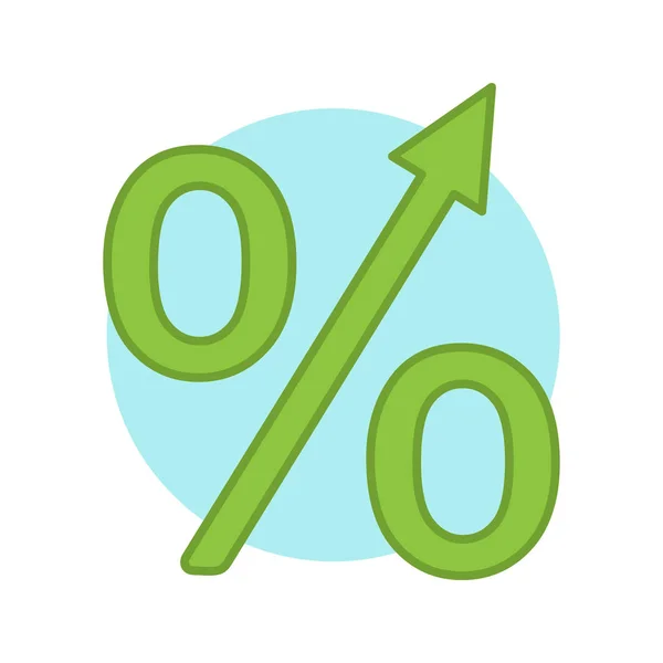 Percentage Pictogram Voor Kleur Van Groei Winst Stijgen Geïsoleerde Vectorillustratie — Stockvector