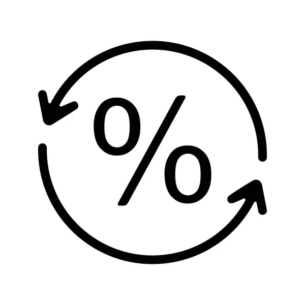 Percent Conversion Glyph Icon Repayment Rate Silhouette Symbol Negative Space — Stock Vector