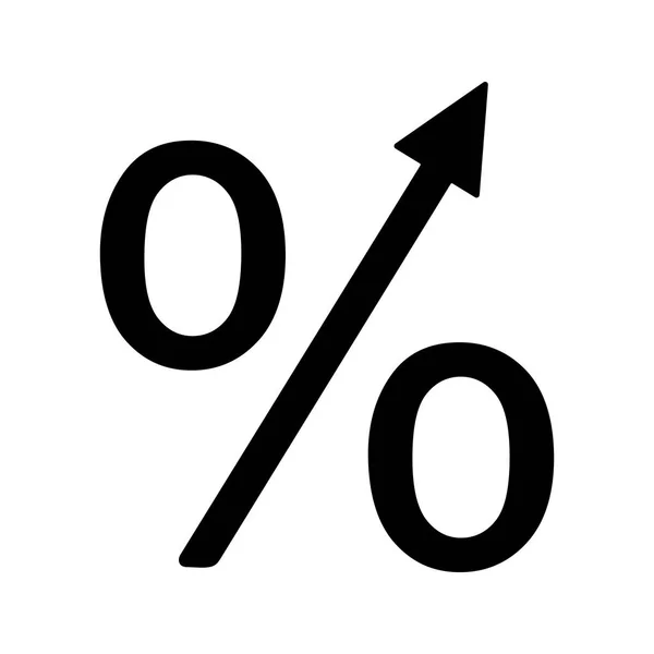 Icono Glifo Crecimiento Porcentual Aumento Beneficios Símbolo Silueta Espacio Negativo — Vector de stock