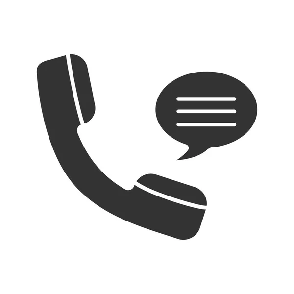 Hörer Mit Sprechblasensymbol Hotline Telefonische Unterstützung Sprachnachricht Silhouette Symbol Negativer — Stockvektor