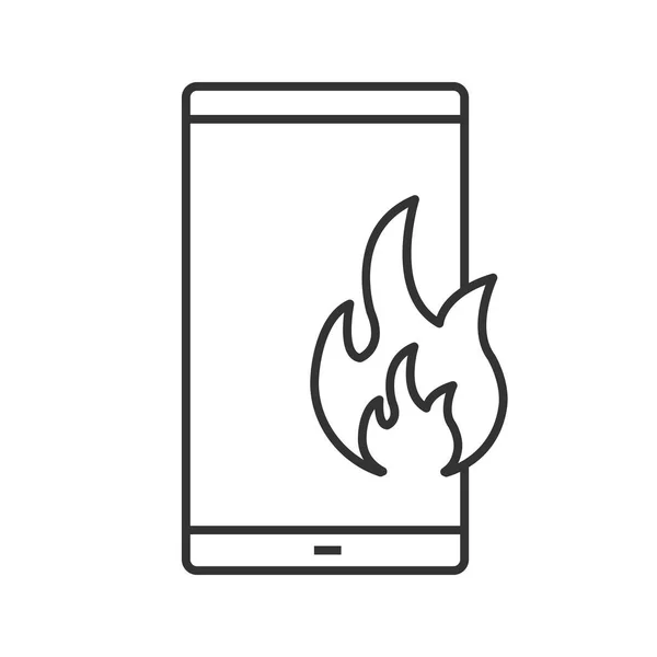 Ogień Awaryjne Wywołującego Ikona Liniowej Cienka Linia Ilustracja Uszkodzony Telefon — Wektor stockowy
