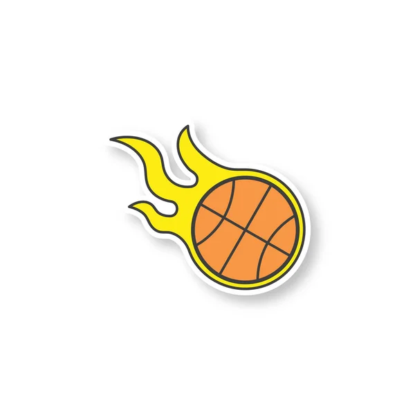 Burning Basketball Ball Patch Color Sticker Vector Isolated Illustration — Stock Vector