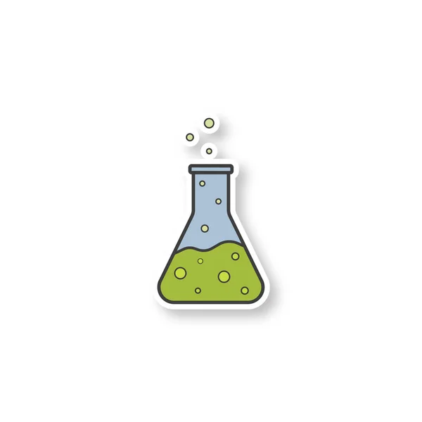 Boiling Potion Patch Laboratory Flask Chemical Reaction Color Sticker Vector — Stock Vector