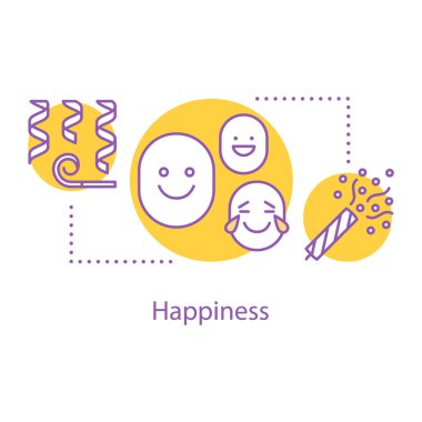 Mutluluk kavramı simge. Eğlenceli fikir ince hat illüstrasyon. Eğlence. Çizim vektör izole anahat