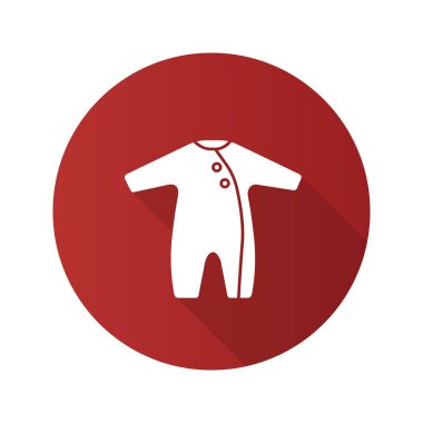 Bebek romper düz tasarım uzun gölge glif simgesi. Yeni doğan bebek tulum. Vektör siluet çizimi