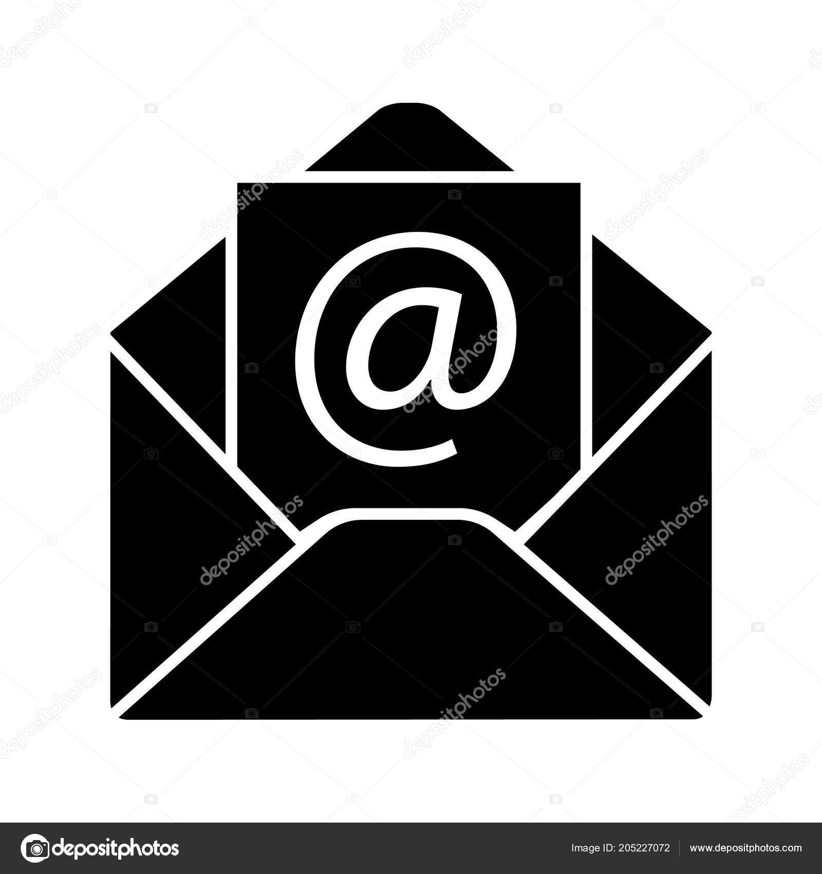 Mail Address Glyph Icon Envelope Arroba Sign Silhouette Symbol Negative Stock Vector by ©bsd