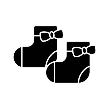 Kız bebek glif simgesi çorap. Siluet simge. Negatif alan. İzole vektör çizim