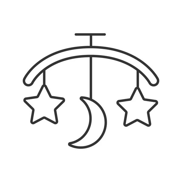 Икона Детской Кроватки Тонкая Линия Иллюстрации Висячая Погремушка Контурный Символ — стоковый вектор