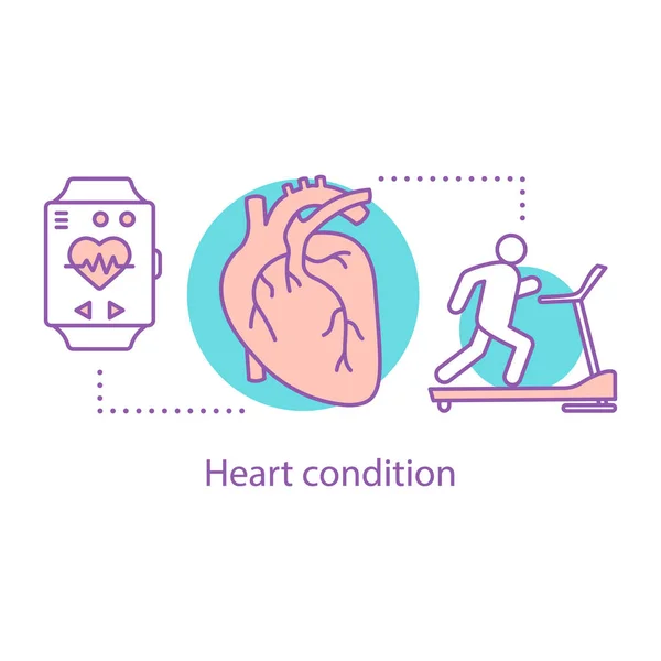 Hart Voorwaarde Concept Pictogram Cardiologie Idee Dunne Lijn Illustratie Cardio — Stockvector