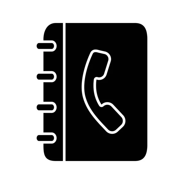 Książka Telefoniczna Glifów Ikona Kontaktów Telefonie Notatnik Słuchawki Sylwetka Symbol — Wektor stockowy