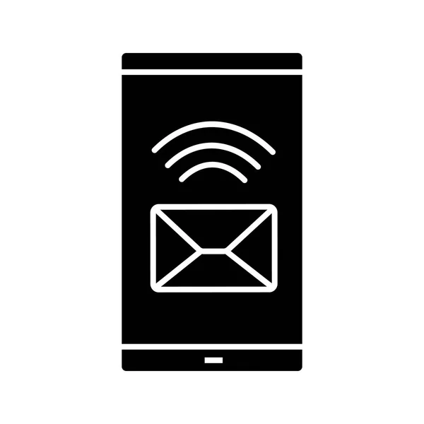 Smartphone Mensaje Entrante Icono Glifo Símbolo Silueta Sms Pantalla Del — Vector de stock