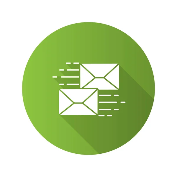 Mailing Platte Ontwerp Lange Schaduw Glyph Pictogram Correspondentie Vliegende Enveloppen — Stockvector