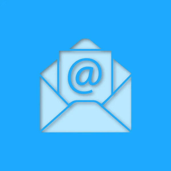 Papel Endereço Mail Cortado Ícone Envelope Com Sinal Arroba Ilustração — Vetor de Stock