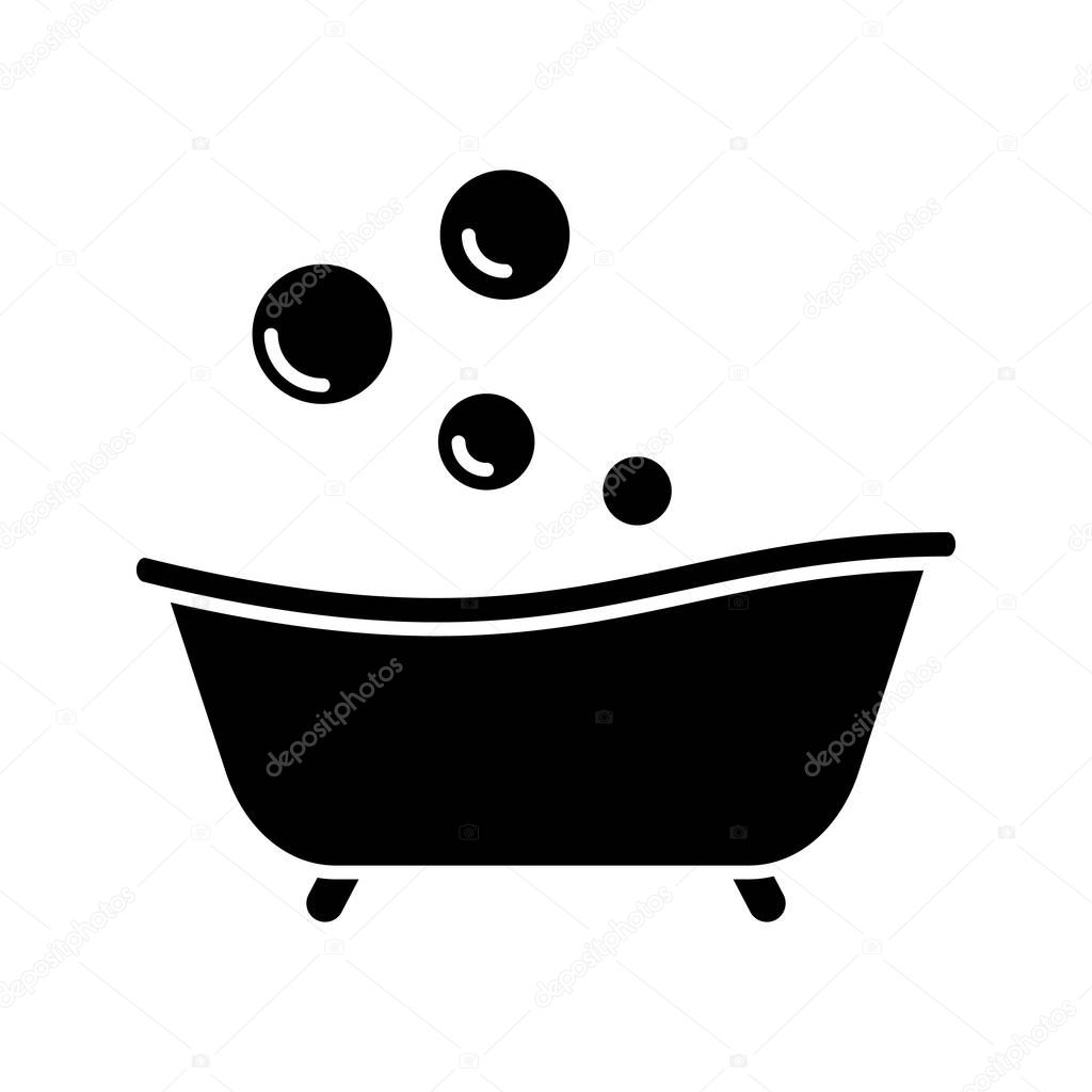 Baby bathtub glyph icon. Taking bath. Silhouette symbol. Negative space. Vector isolated illustration