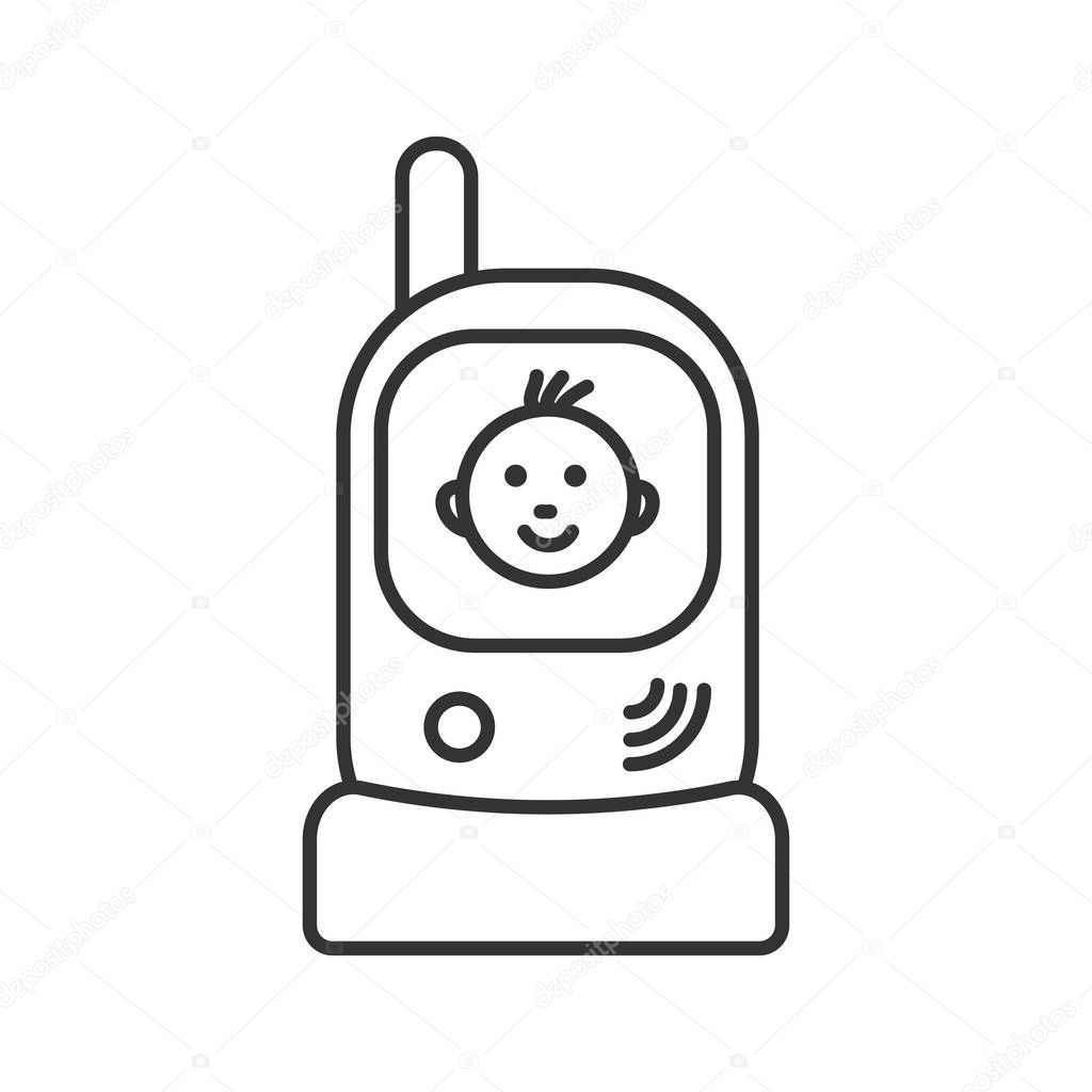 Radio nanny linear icon. Thin line illustration. Baby monitor. Contour symbol. Vector isolated outline drawing