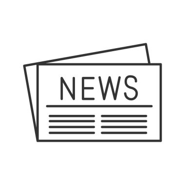 Gazete doğrusal simgesi. İnce hat illüstrasyon. Periyodik yayın. Kontur sembolü. Çizim vektör izole anahat