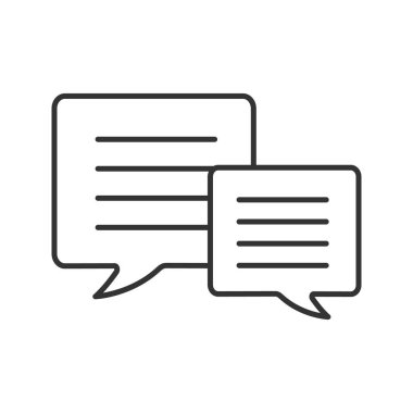 Konuşma kabarcıklar doğrusal simgesi. İnce hat illüstrasyon. Kutuları sohbet. Kontur sembolü. Çizim vektör izole anahat