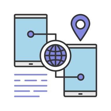 Smartphone Gps navigasyon renk simgesi. Telefon konum izleme. İzole vektör çizim