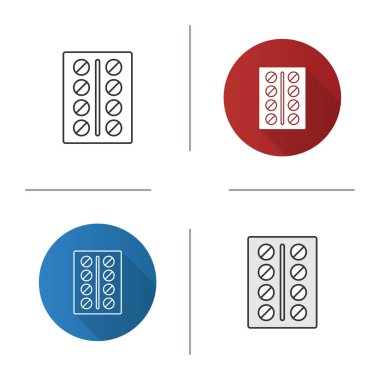 Hapları simgesi blister. İlaçlar. Tasarım, doğrusal düz ve stilleri renk. İzole vektör çizimler