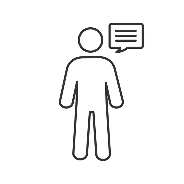 Man Speech Bubble Linear Icon Talking Person Thin Line Illustration — Stock Vector